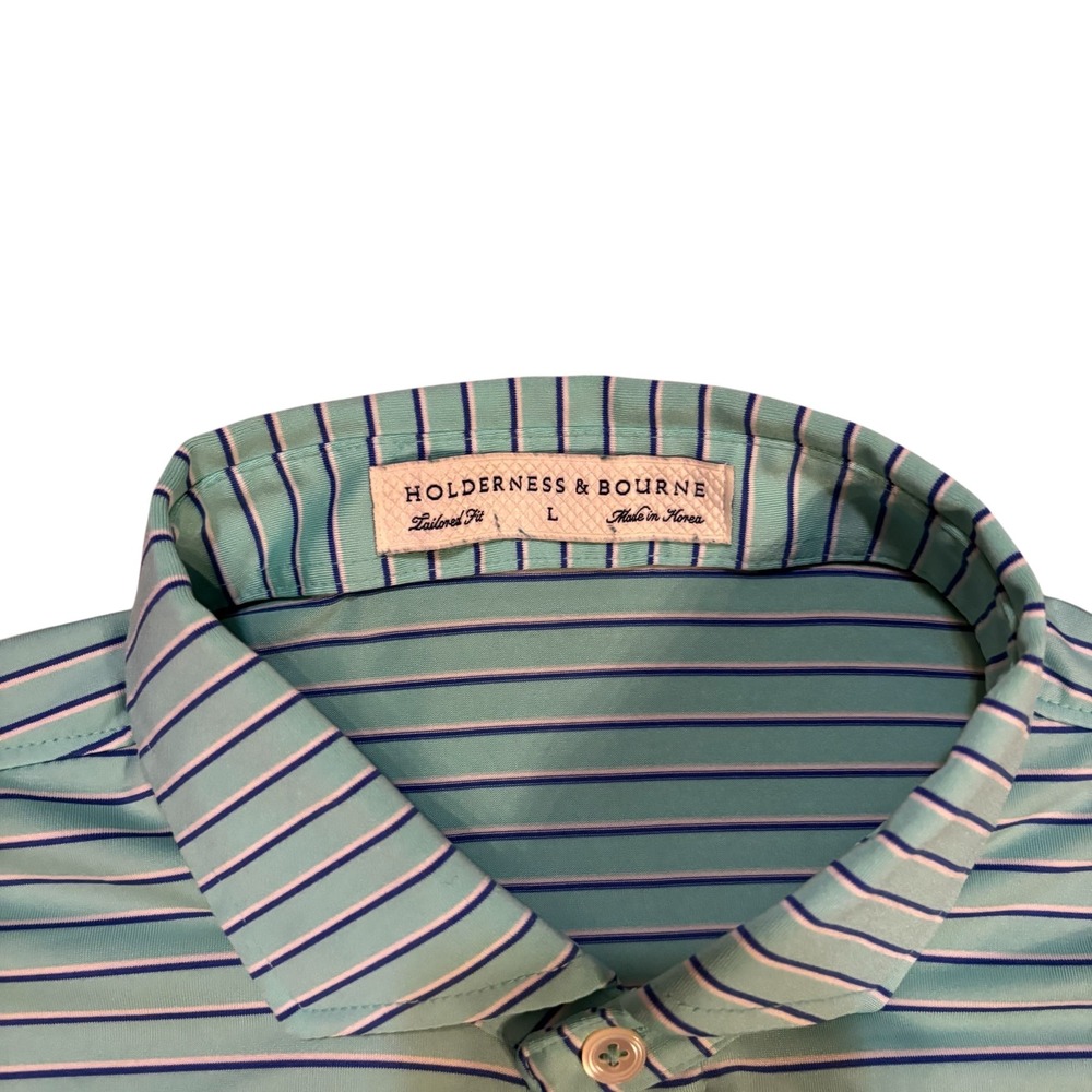 Men's Striped Polo Shirt - Blue - Picture 3 of 9